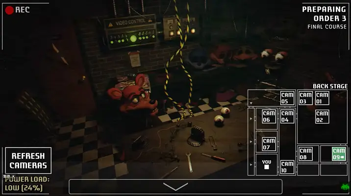 A Bite at Freddy's horror scene with Threadbear pressure