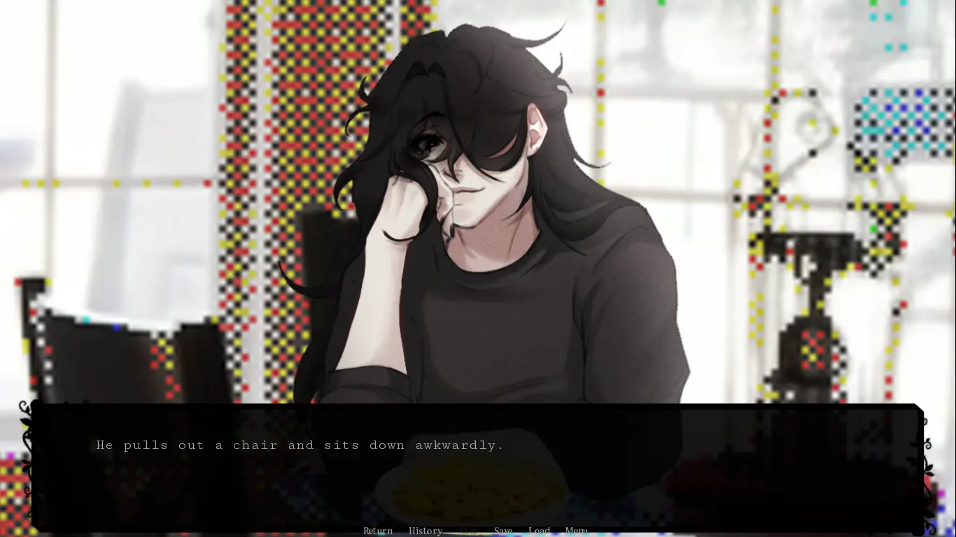 A visual novel choice or interactive scene from Home Is Where He Is