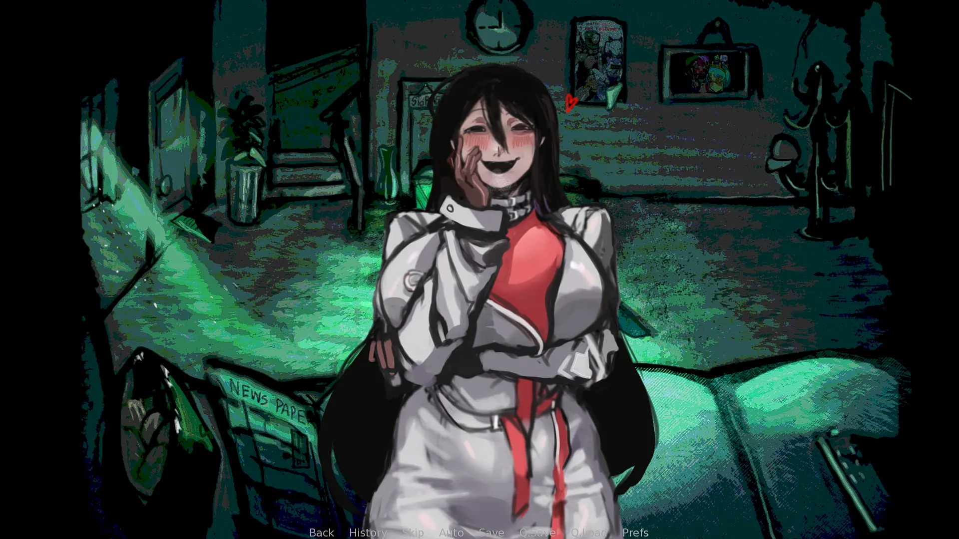 How to Date an Entity dialogue scene with a mysterious tall woman